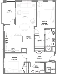 Forest two bedroom apartment floor plan
