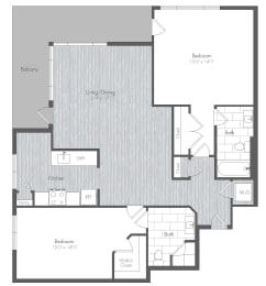 2 Bedroom / 2 Bathroom 1,141sqft.