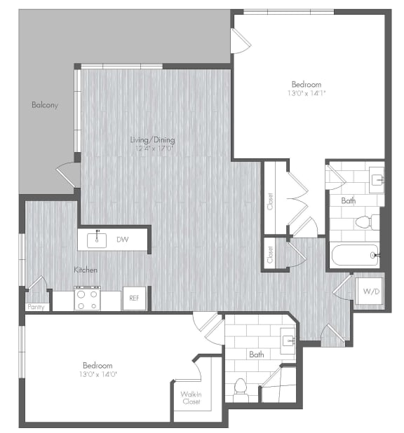 2 Bedroom / 2 Bathroom 1,141sqft.
