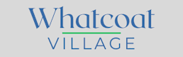 logo with grey background and Whatcoat Village written in blue