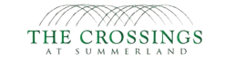 A logo with the text "The Crossings at Summerland" in green.