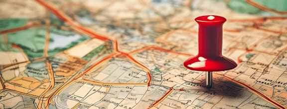 A red pin marks a location on a map.