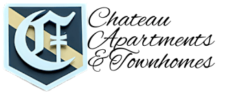 A logo with a blue and gold design on a black background.