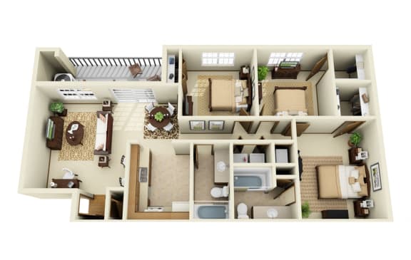 1250 sq.ft. Three Bed Two Bath