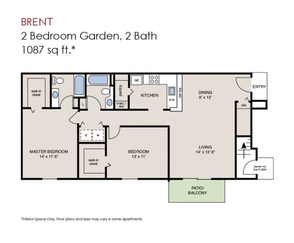 Floor Plan  Brent - 2 Bedroom Garden