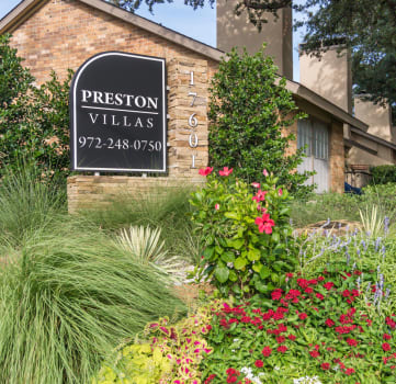 Property Sign at Preston Villas Apartment Homes, Dallas, Texas, TX