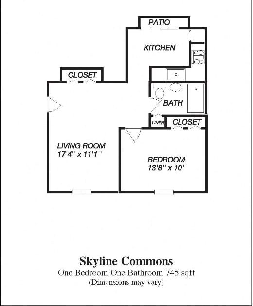 Alternate Layout for One Bedroom Apartment at Skyline Commons Dracut