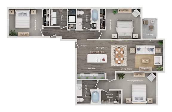 A floor plan of a house showing the layout of the rooms.