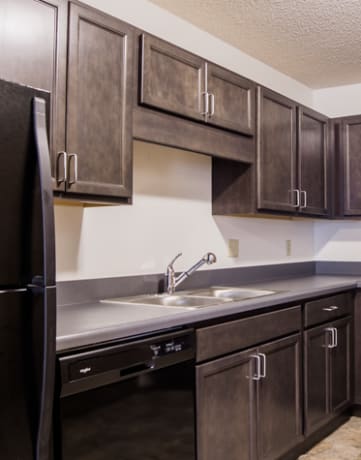 updated kitchen with dark cabinets 
