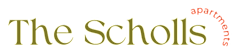The Scholls Apartments logo on a black background.
