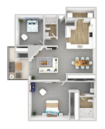 Patchen Oaks Bluegrass Floorplan - 2 Bedrooms