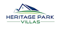 A logo for Heritage Park Villas featuring a house and a green swoosh.