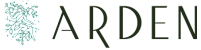 A logo with the word ARDEN and a graphic of a tree branch.