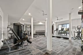 a gym with weights and other exercise equipment