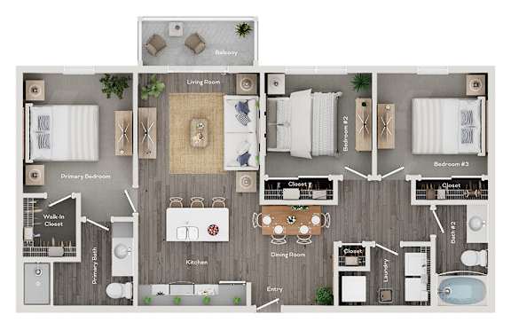 A floor plan of a house with a living room, kitchen, dining room, and multiple bedrooms.