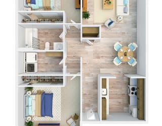 The Clairmont Apartments in Eugene, Oregon 2 Bedroom Floor Plan