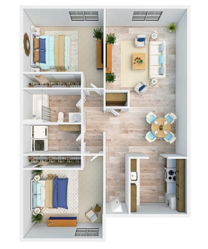 Floor Plan  The Clairmont Apartments in Eugene, Oregon 2 Bedroom Floor Plan
