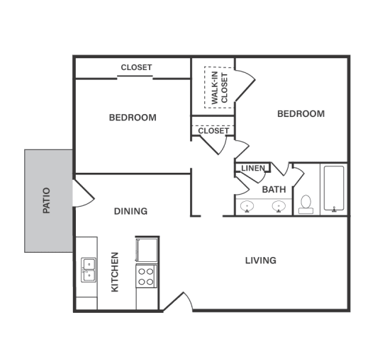 Floor Plan  a floor plan of a 1 bedroom apartment