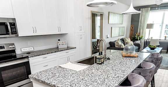 Kitchen with Marble Countertop at AVLI AT CROSSTOWN CENTER APARTMENTS, TAMPA, FL, 33619