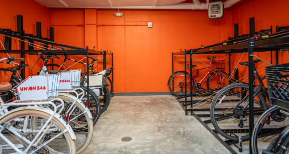 Bike storage at Union 346 Apartments, Somerville, Massachusetts