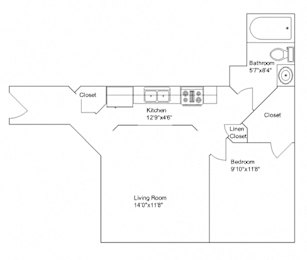  Floor Plan One Bedroom Apartment