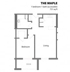 1 Bed 1 Bath The Maple Floor Plan 1 Bed 1 Bath The Maple Floor Plan at Aspenwoods Apartments, Minnesota, 55123