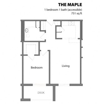 1 Bed 1 Bath The Maple Floor Plan at Aspenwoods Apartments, Minnesota, 55123