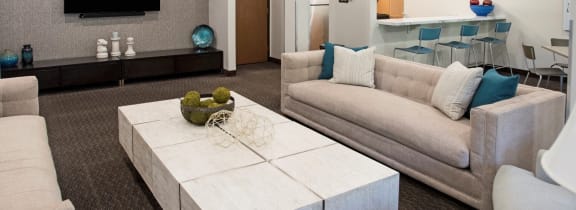 a living room with couches and a coffee table