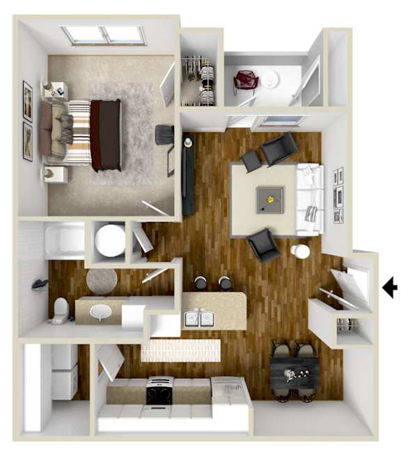 The Sunset | 781 Sq. Ft. at Wellington Grande Apartment Homes, Longview, TX