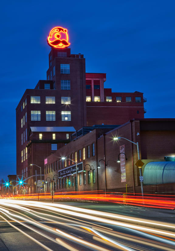 City Street at Night at Refinery Row in Baltimore, MD, 21224