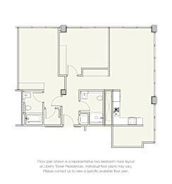 A floor plan for a two-bedroom apartment is shown.