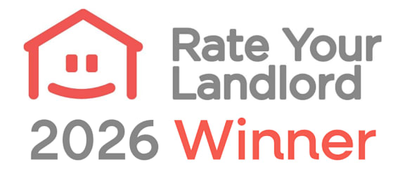 A graphic with a house and a smiley face and the words "Rate Your Landlord 2026 Winner".