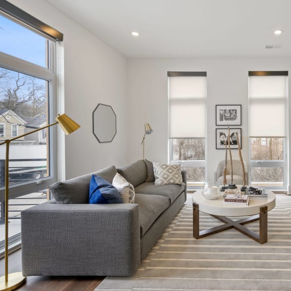 a living room with a couch and a coffee table at Four23/Hoge, Cincinnati, 45226