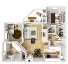 Stonesthrow Apartments_Tualatin, OR_Floor Plan_One Bedroom Two Bathroom
