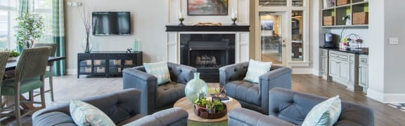 clubhouse fireplace lounge cafe wifi