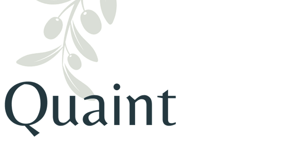 A logo with the word "Quaint" and a branch with leaves and berries.