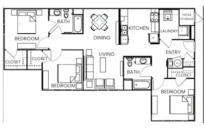  Floor Plan 3 Bed, 2 Bath