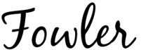 The image displays the word "Fowler" in a cursive, elegant font.