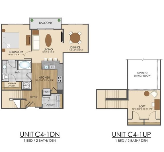3 bed 2 bath C4 Floor Plan at Hidden Creek, Maryland