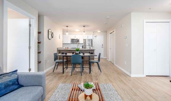 Living And Dining View at G17 Apartments at Tamarack, Edmonton