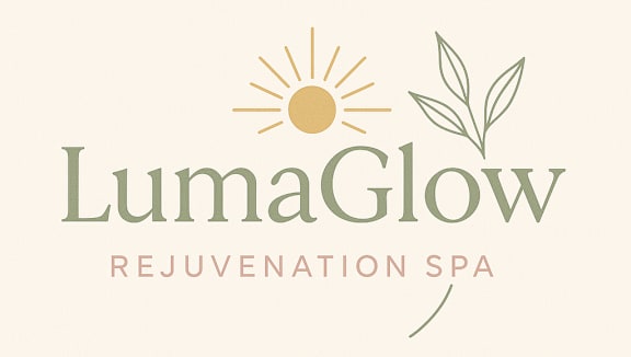 LumaGlow Rejuvenation Spa logo with a sun and leaf design.