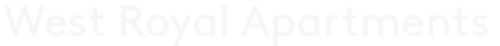 The image displays the text "West Royal Apartments" in white font on a black background.