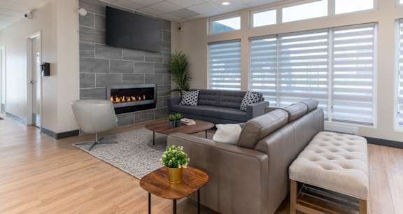 Fireplace Lounge at G17 Apartments at Tamarack, Edmonton, AB