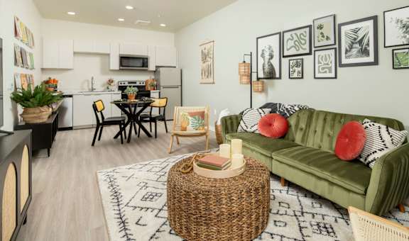 Kitchen and living Room at Streamliner 67th in Phoenix Arizona