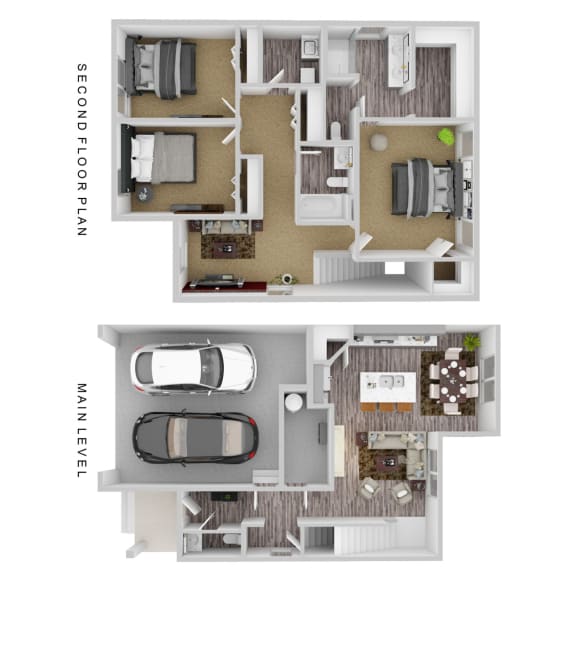a floor plan of a house with a garage and a car