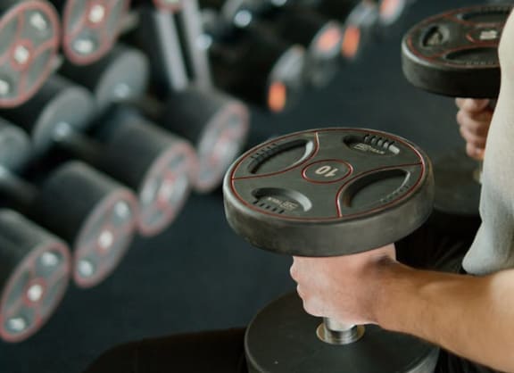 a man lifting weights in a gym