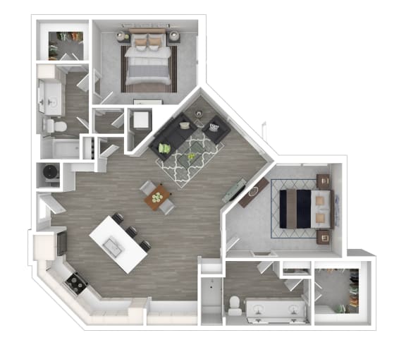 a floor plan of a bedroom apartment with a bathroom and a living room