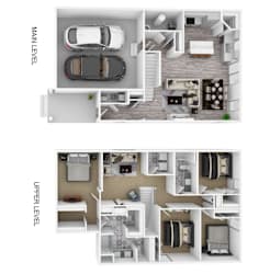 a comparison of two images of a house and a floor plan