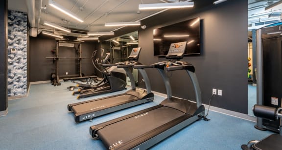 fitness center at Union 346 Apartments, Somerville, Massachusetts
