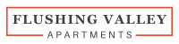 the logo of filling valley apartments with a red line
